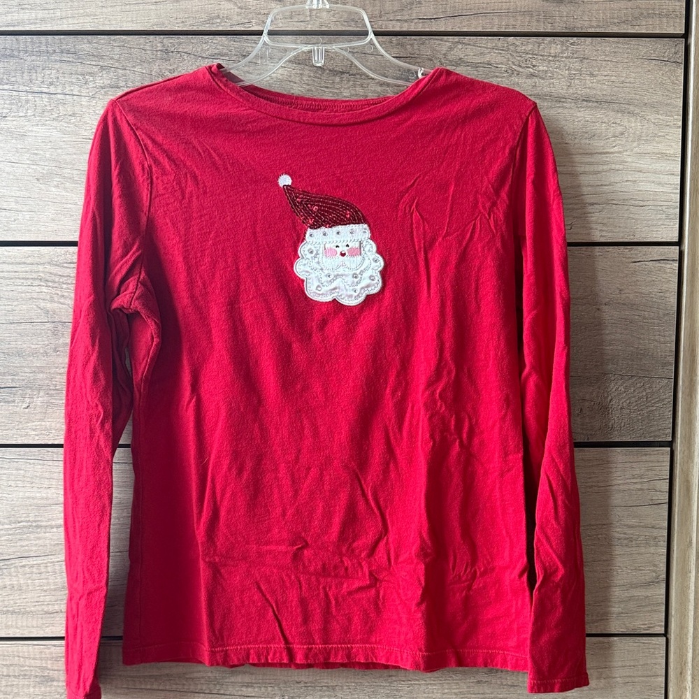 Red Santa Embroidered Women's Top